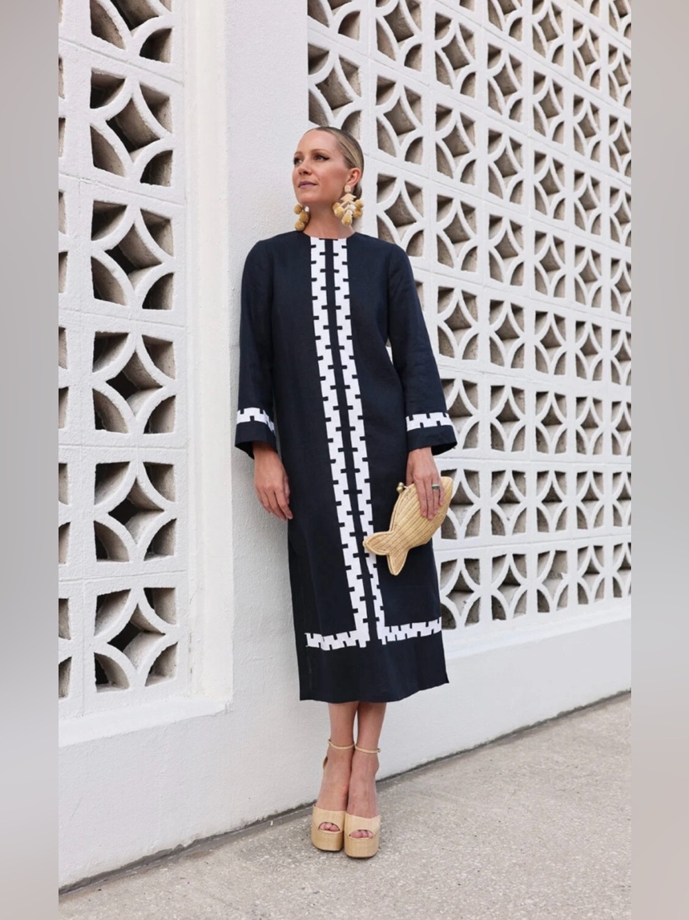 NWOT Tuckernuck x Atlantic-Pacific Navy Hartman Dress with White Geometric Trim